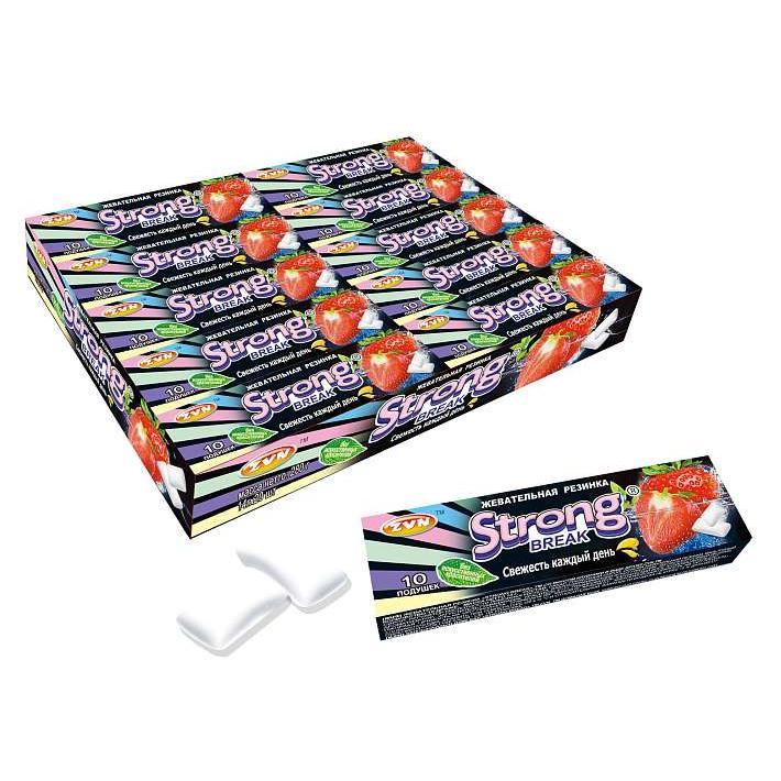 Жевательная резинка «STRONG BREAK» со вкусом Клубники в виде драже 14г/20шт/Candy Club