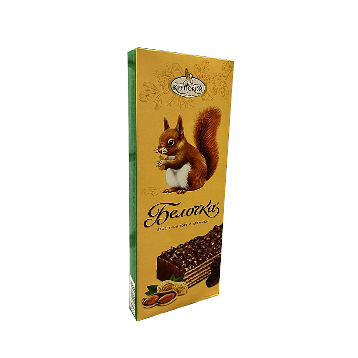Торт "Белочка" вафельный глазированный с арахисом 260г/Пекарь