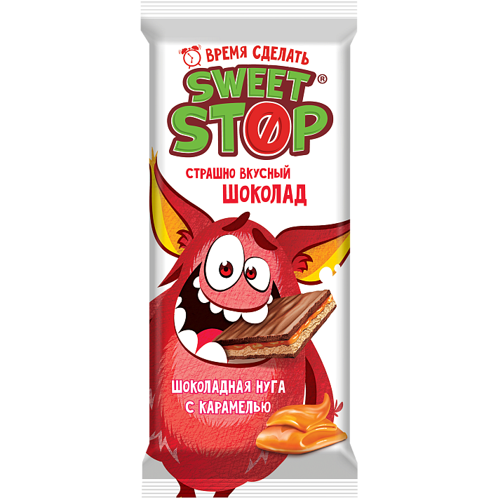  Шоколад молочный Sweet stop шоколадная нуга и карамель 90г/Славянка