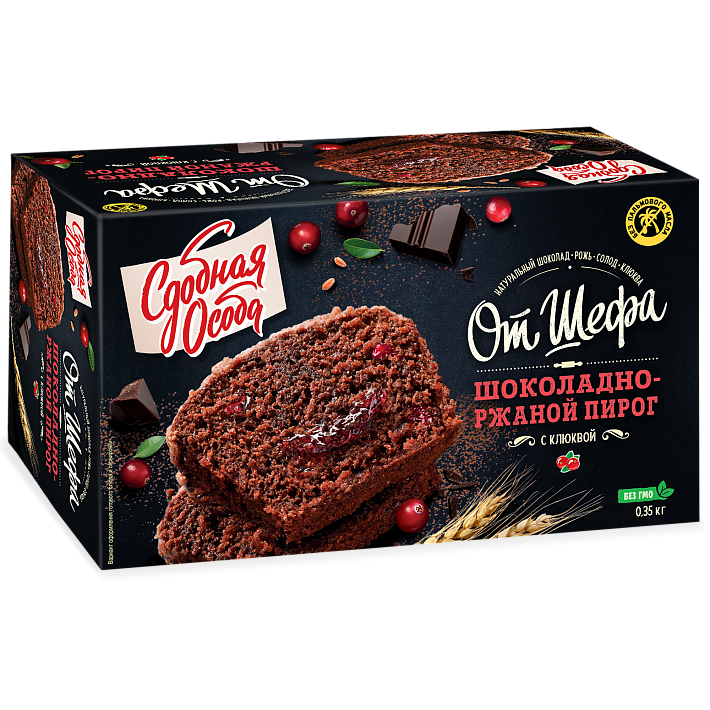 Пирог "Шоколадно-ржаной" с клюквой 350г/Черемушки