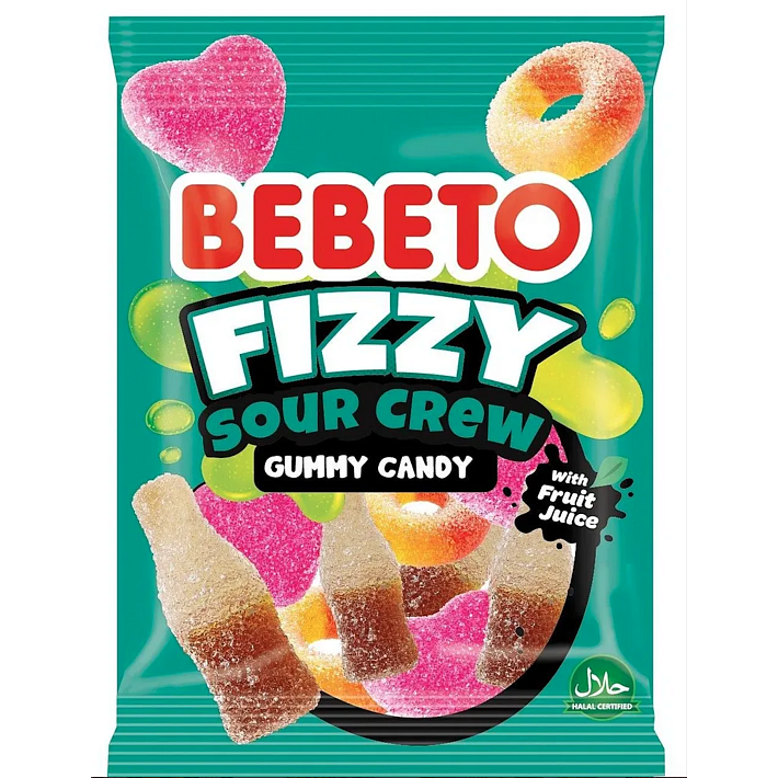 Жевательный мармелад "FIZZY SOUR CREW" 80г/12шт/Bebeto