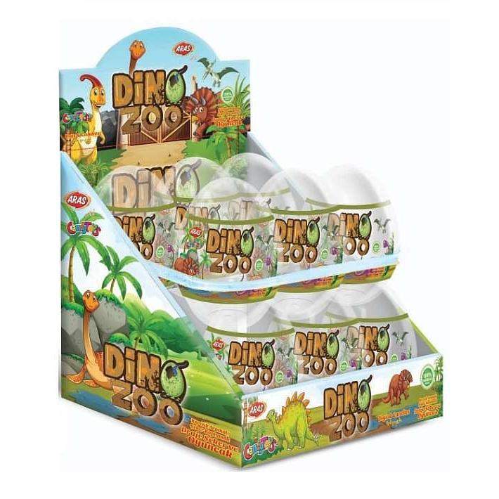 Яйцо "DINO ZOO" пластиковое с игрушкой  драже 20г/12шт/Детки-Конфетки
