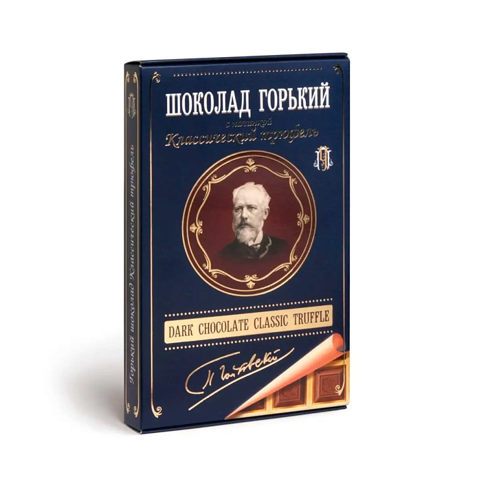 Шоколад "Чайковский" горький с начинкой Классический трюфель 112г/Томер