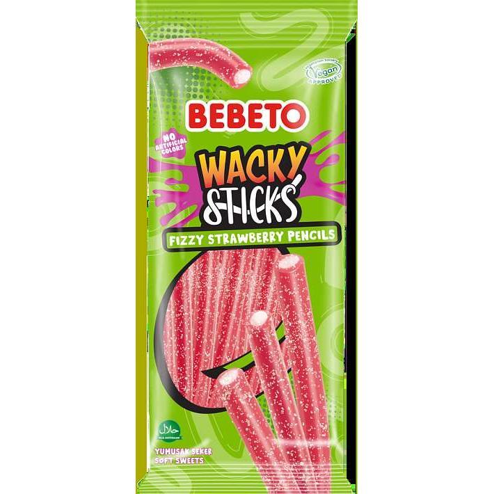 Жевательный мармелад  "WACKY STICKS" вкус Клубники 75г/12шт/Bebeto