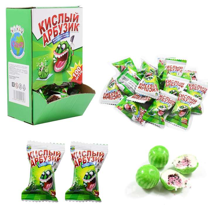 Жевательная резинка "Кислый арбузик" 4,5г/100шт/Скиф