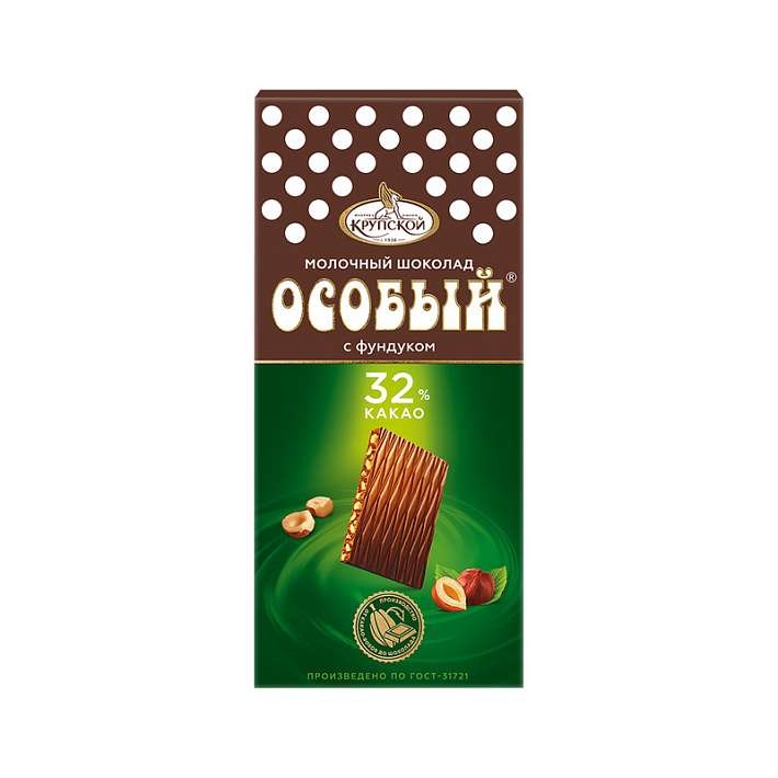 Шоколад "Особый" молочный с фундуком 88г/Славянка