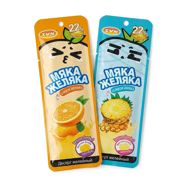 Десерт желейный «Мяка Желяка» со вкусом Апельсина и Ананаса ZVN 40г/20шт/Candy Club