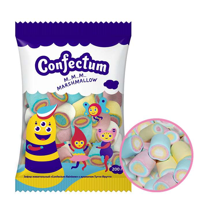 Зефир жевательный "Confectum Rainbow" с ароматом Тутти Фрутти 200г/Конфектум