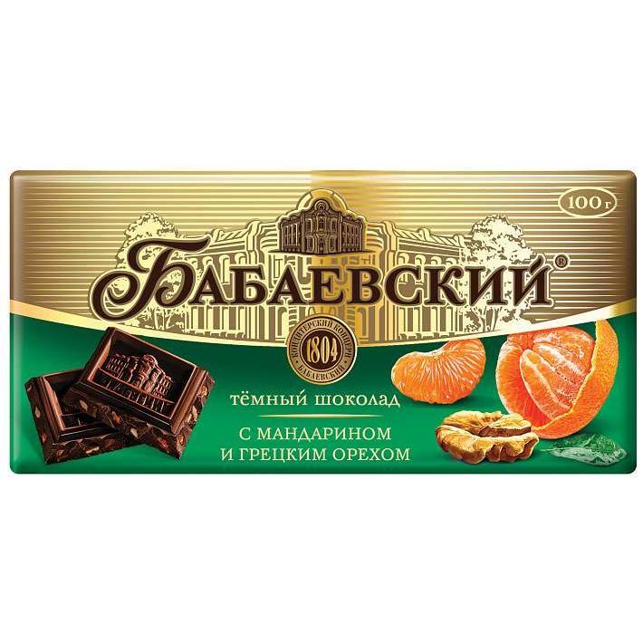 Шоколад Бабаевский с мандарином и грецким орехом 100г/17шт/Бабаевский