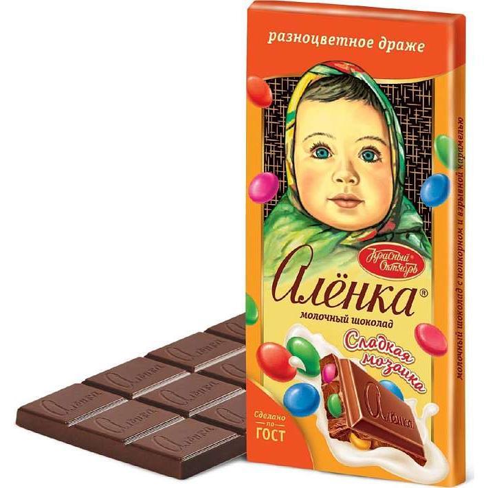Шоколад Аленка с разноцветными драже 90г/15шт/Красный Октябрь