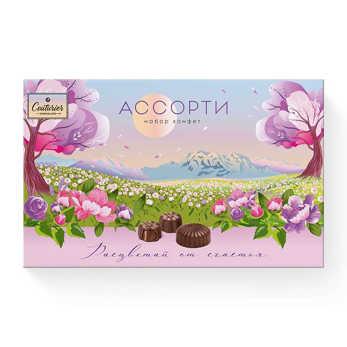 Набор конфет "Расцветай от счастья" Ассорти 250г/Шоколадный Кутюрье