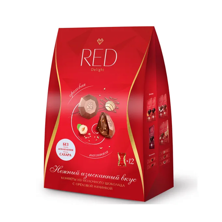 Набор конфет "Red Delight" пралине с ореховой начинкой со сниженной калорийностью 132г/Chocolette Confectionary Sia