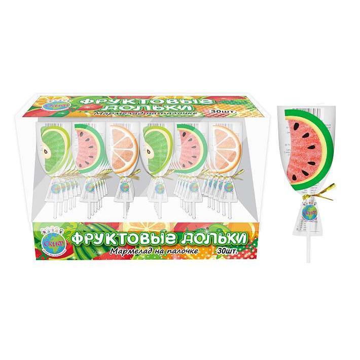 Мармелад  на палочке Фруктовые дольки 15г/30шт/Скиф