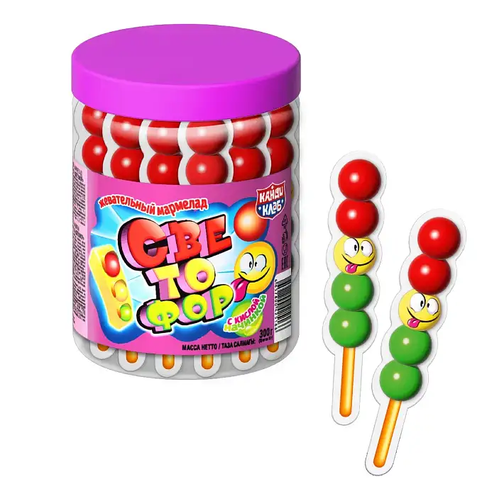 Жевательный мармелад "Светофор" с кислой начинкой 10г/30шт/Candy Club