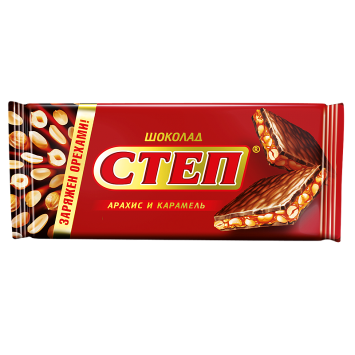 Шоколад молочный "Степ" с начинкой арахис и карамель 100 гр/КФ Славянка