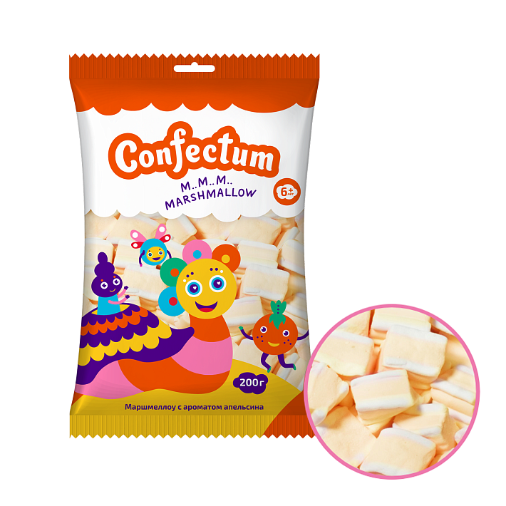 Маршмеллоу "Confectum Crayons" Апельсин 200г/Конфектум