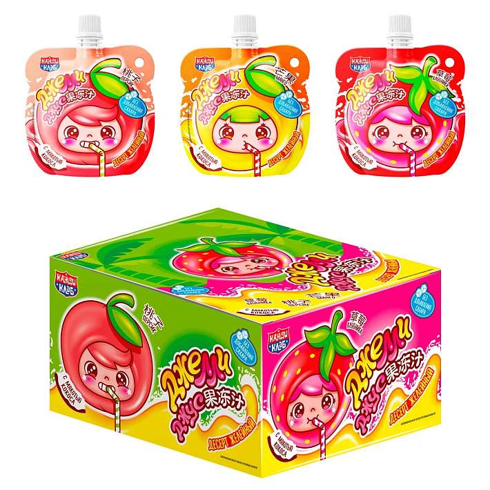 Десерт "Джелли Джус" десертный Манго, Клубника, Персик 50г/24шт/Candy Club