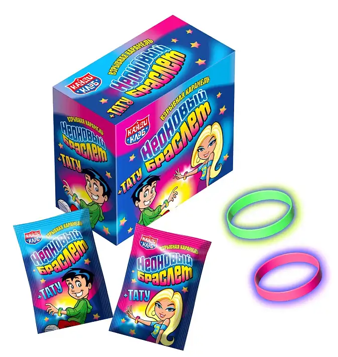 Взрывная карамель "Неоновый браслет" 1г/36шт/Канди Клаб