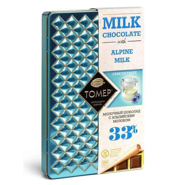 Шоколад "Томер" с альпийским молоком металл 90г/Томер