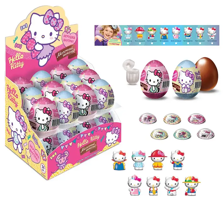 CHR27-2 Яйцо "Hello Kitty" шоколадное 20г/24шт/Юнион