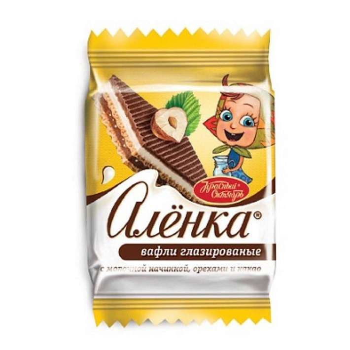 Вафли  "Аленка"  с молочной начинкой, орехами и какао 20г/20шт//Красный Октябрь