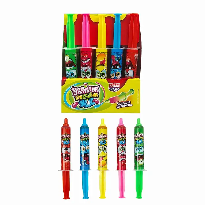 Жидкая конфета "Укольчик-Прикольчик XXL" ассорти 55г/20шт/Candy Club