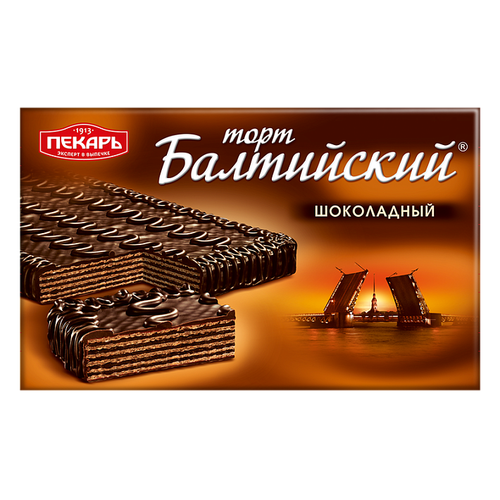Торт вафельный "Балтийский шоколадный" 320г/Пекарь