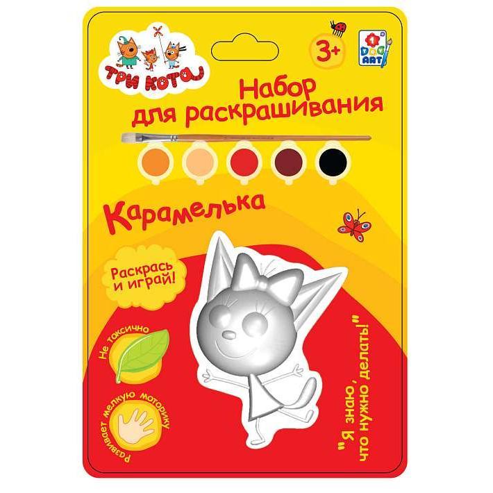 Т19654 Набор для раскрашивания Три Кота Карамелька (гипсовая фигурка,5 красок,кисточка)/Конфитой