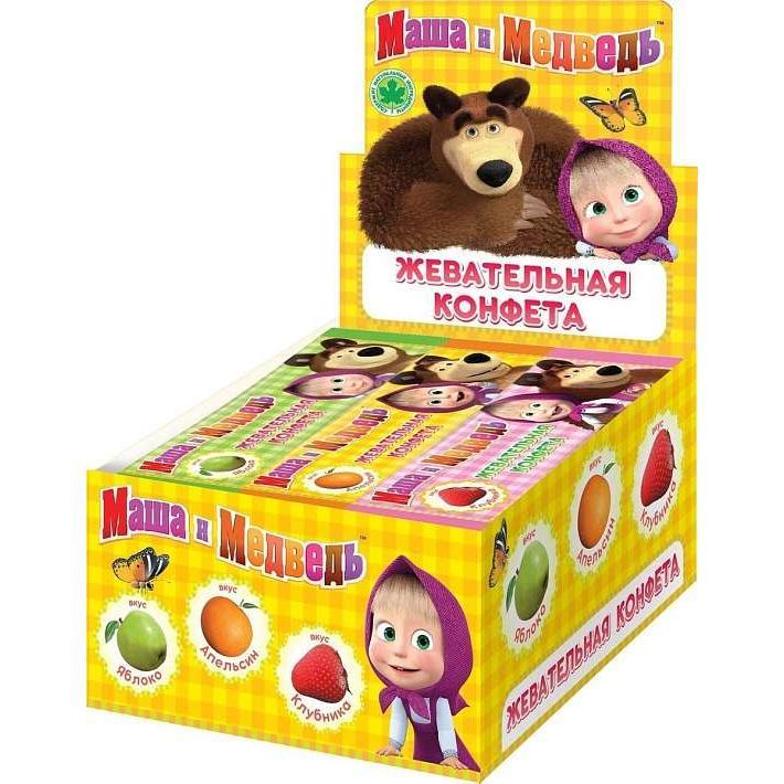 ВВ-3-8 "Маша и медведь" жевательная конфета 3 вкуса 11г/48шт/Сладкая сказка