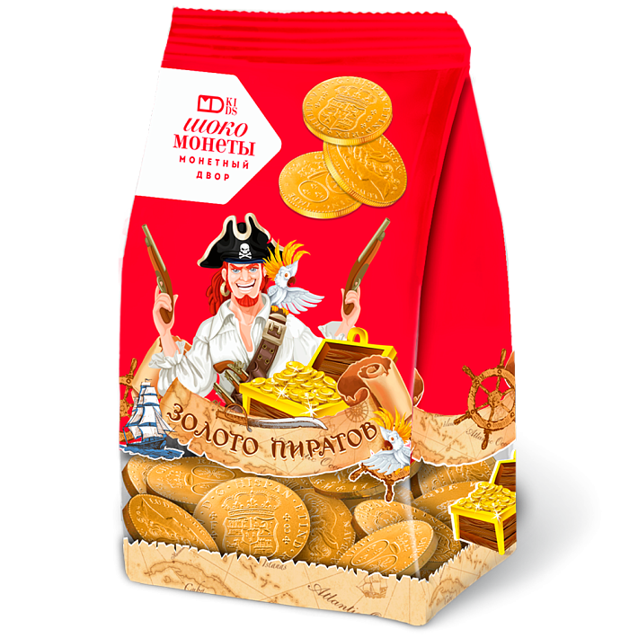 Мешочек с шоколадными монетами "Золото пиратов" 150г/Монетный двор
