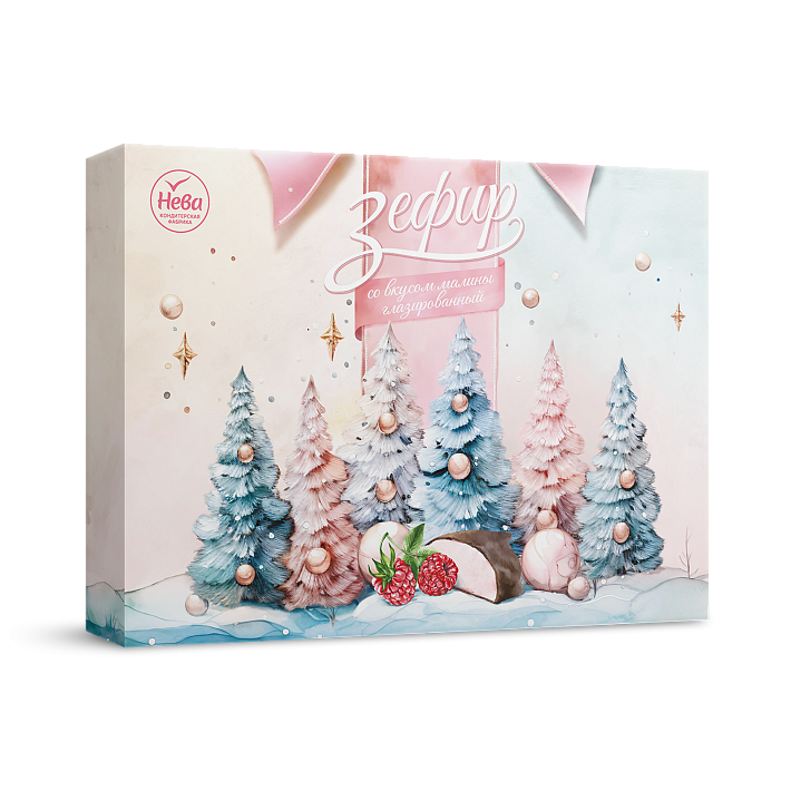 Зефир со вкусом Малины глазированный НГ 185г/КФ Нева