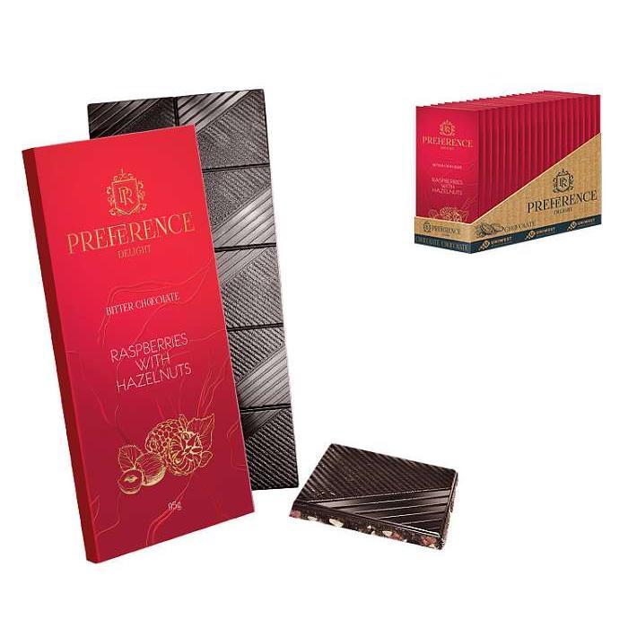 Шоколад "Preference Delight" горький с Малиной и дробленым Фундуком 95г/Спартак