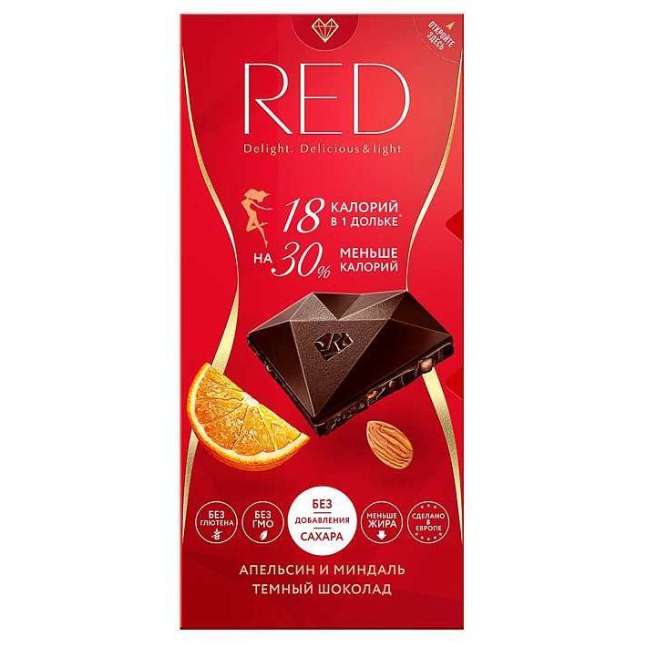 Шоколад "Red Delight" темный с Апельсином и Миндалем 85г/Chocolette Confectionary Sia