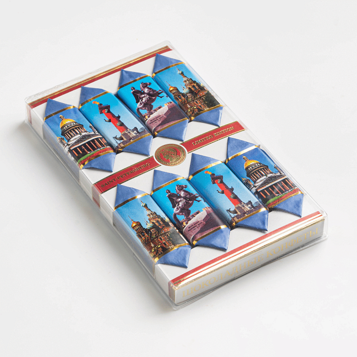 Набор конфет "Пралине & вафли & шоколад/кофе" Виды С-Пб 110г/Петербургская Коллекция