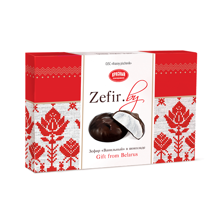 Зефир "Ванильный в шоколаде" Zefir.by 250г/Красный Пищевик