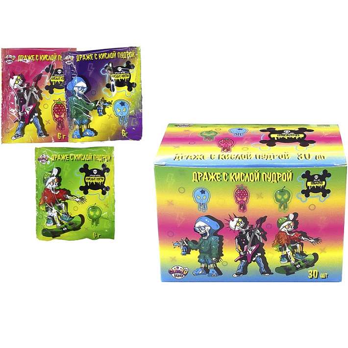 Драже с кислой пудрой "Кислые Кости" 6г/30шт/fun Candy lab