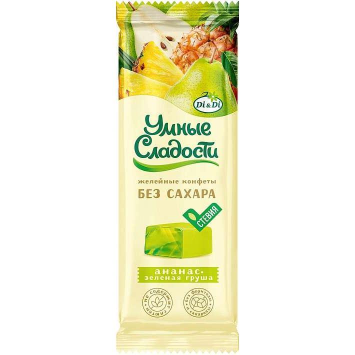 Конфеты "Умные сладости" желейные со вкусом Ананас-Зеленая груша 90г/Ди энд Ди
