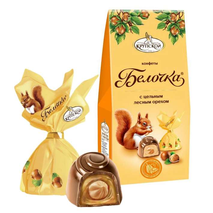 Набор конфет "Белочка" с цельным лесным орехом 123 гр/КФ Крупская
