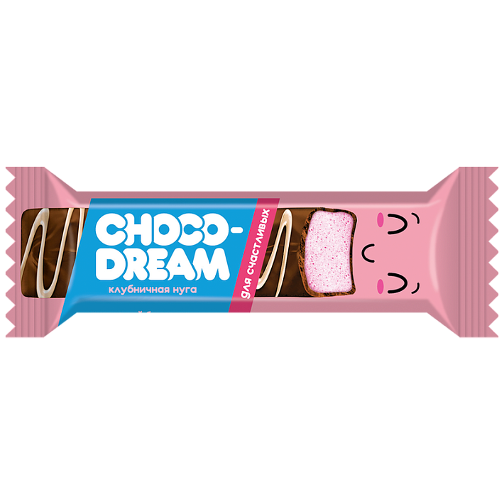 Конфеты глазированные Chocodream нуга вкус клубники 21г/60шт/Славянка