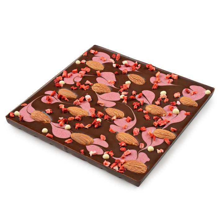 Шоколад "Узорный" темный с Клубникой и Миндалем 200г/Шокоделика