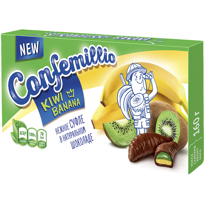 Набор конфет "Confemillio" со вкусом банана и киви 160г/Красный Пищевик