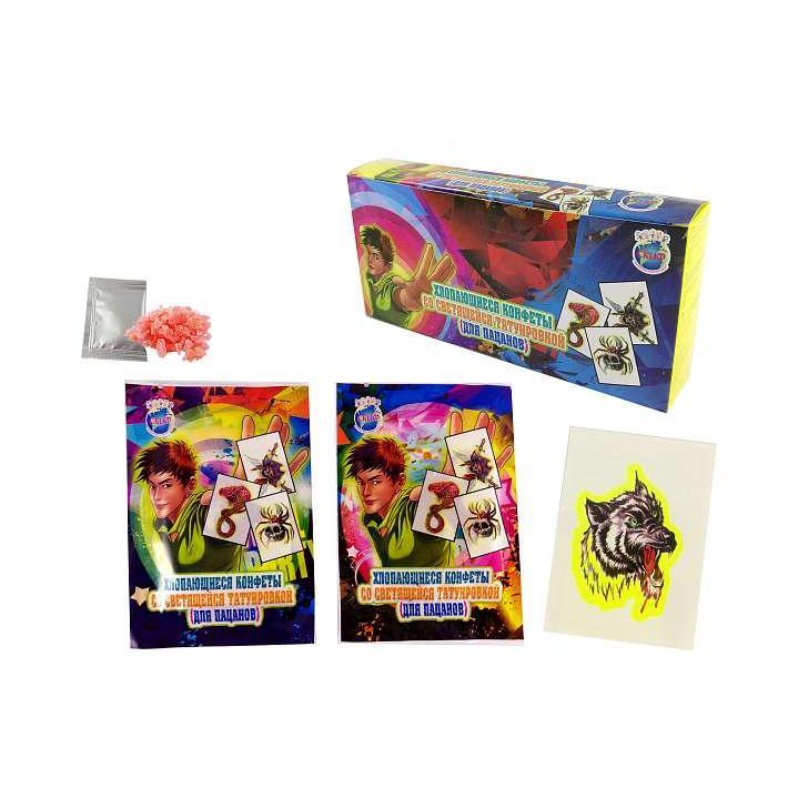 Хлопающиеся конфеты со светящейся татуировкой для пацанов 1г/30шт/Скиф