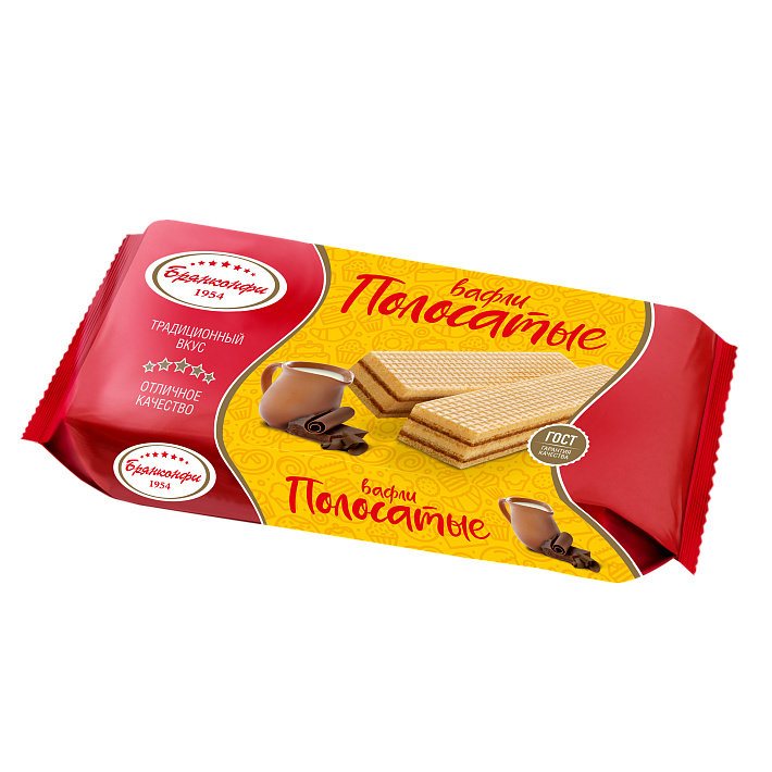 Вафли "Полосатые" 190г/Брянконфи