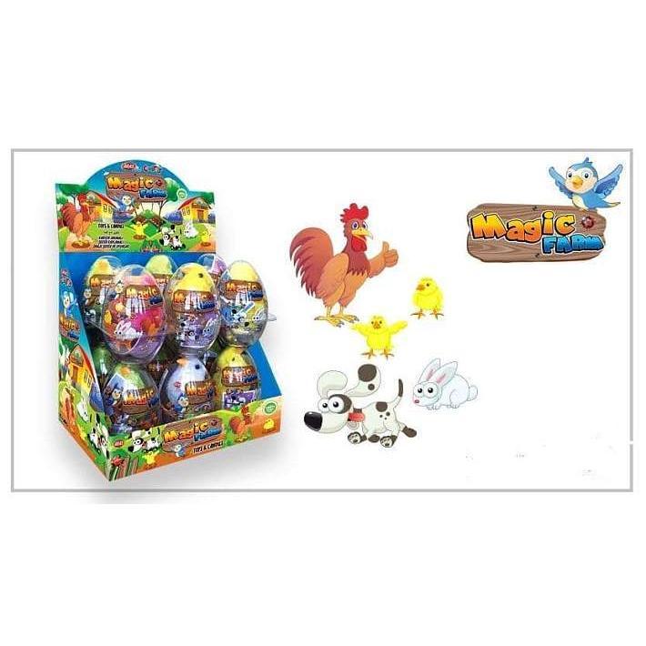 Яйцо "MAGIC FARM" пластиковое с игрушкой и драже 20г/12шт/Детки-Конфетки
