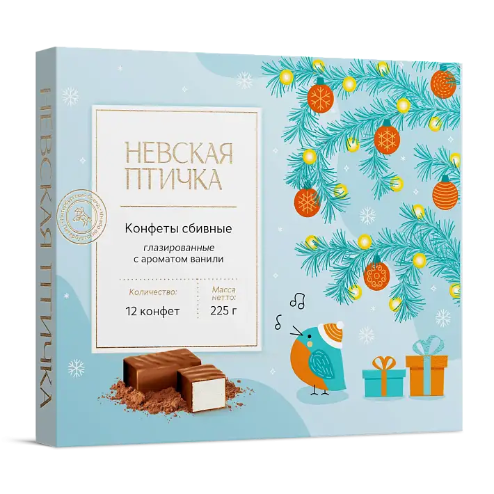 Конфеты "Невская птичка" глазированные вкус Ванили 225г/КФ Нева 