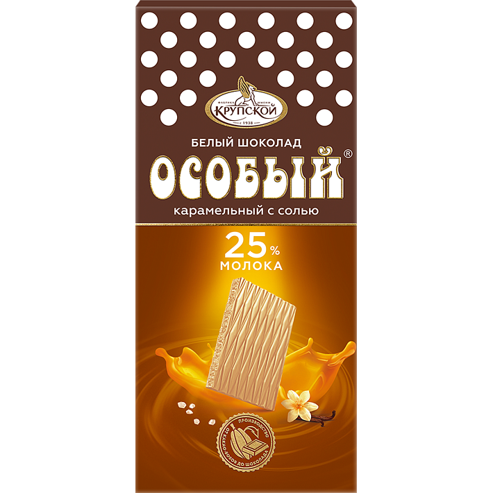 Шоколад Особый белый карамельный с солью 88г/Крупская