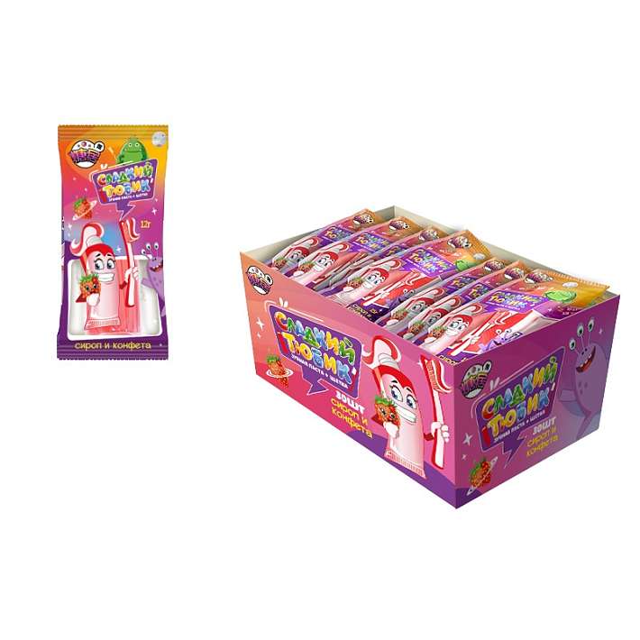 Сироп и драже "Сладкий тюбик" вкус клубники 12г/30шт/fun Candy lab