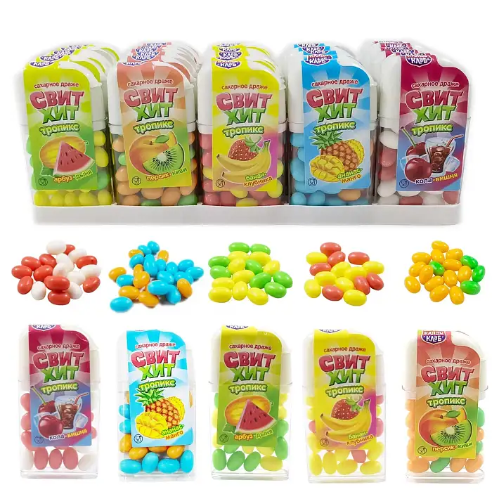 Сахарное драже "СВИТ ХИТ ТРОПИКС" ассорти 12г/30шт/Candy Club