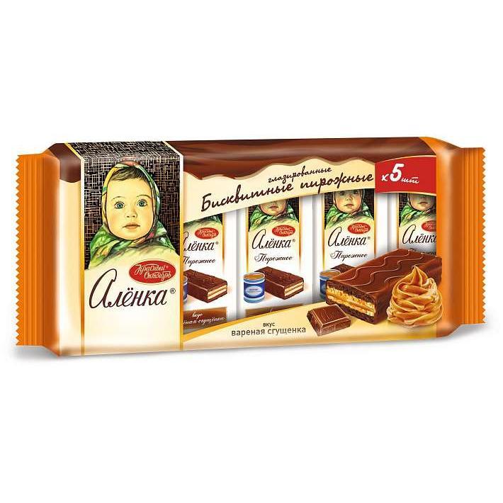Пирожное бисквитное "Аленка" со вкусом Вареная сгущенка 200г/Красный Октябрь